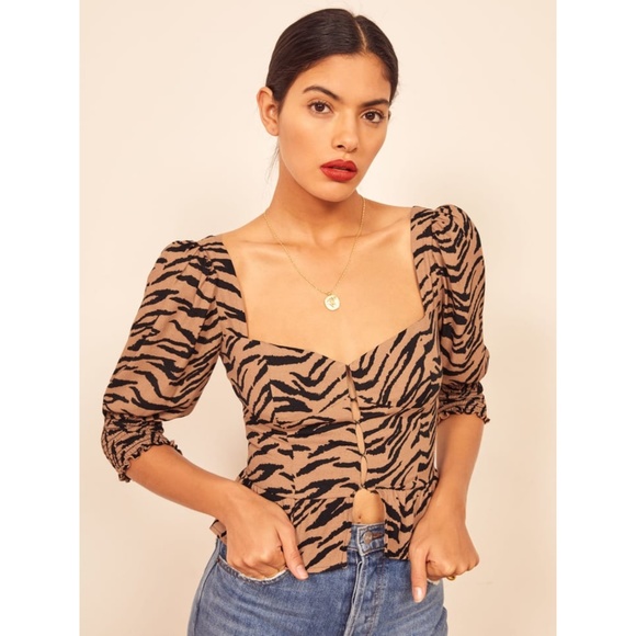 Reformation Dallas Top Rajah tiger print sz 2 - Picture 1 of 9